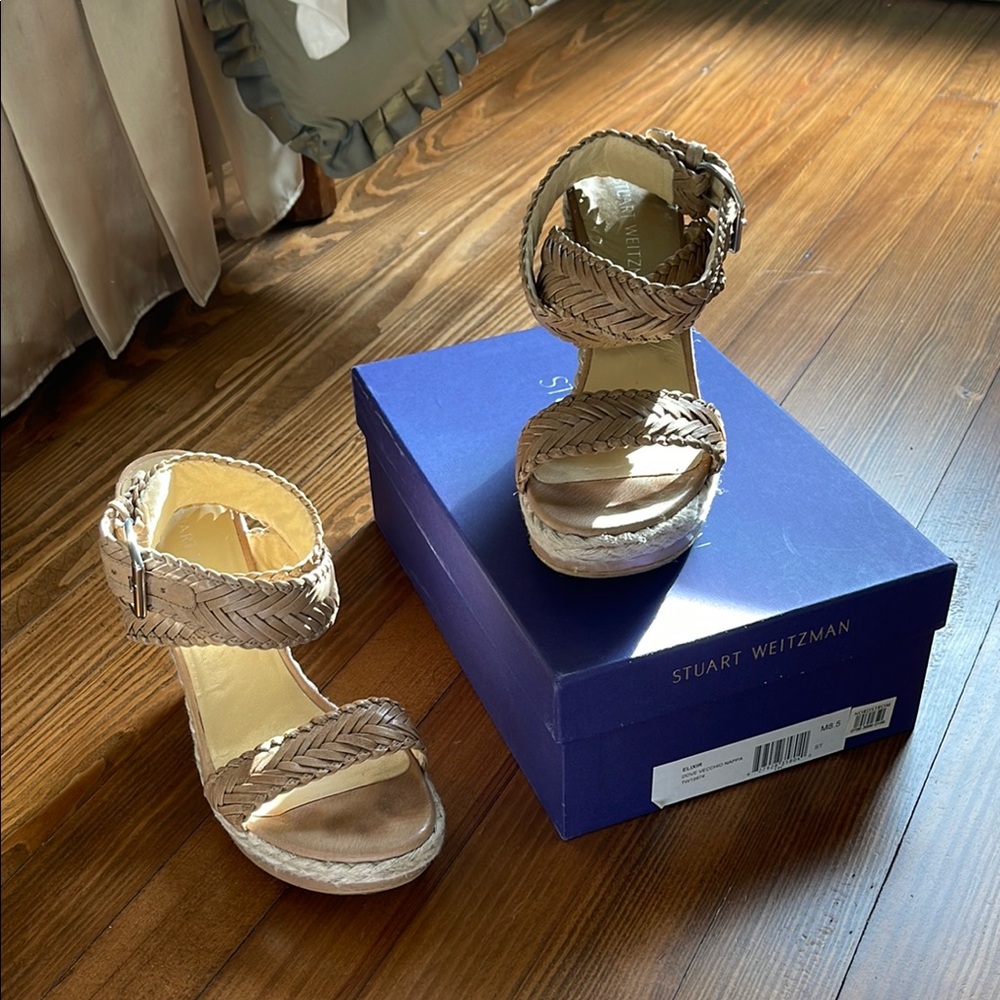 Stuart Weitzman Tan Woven Sandals